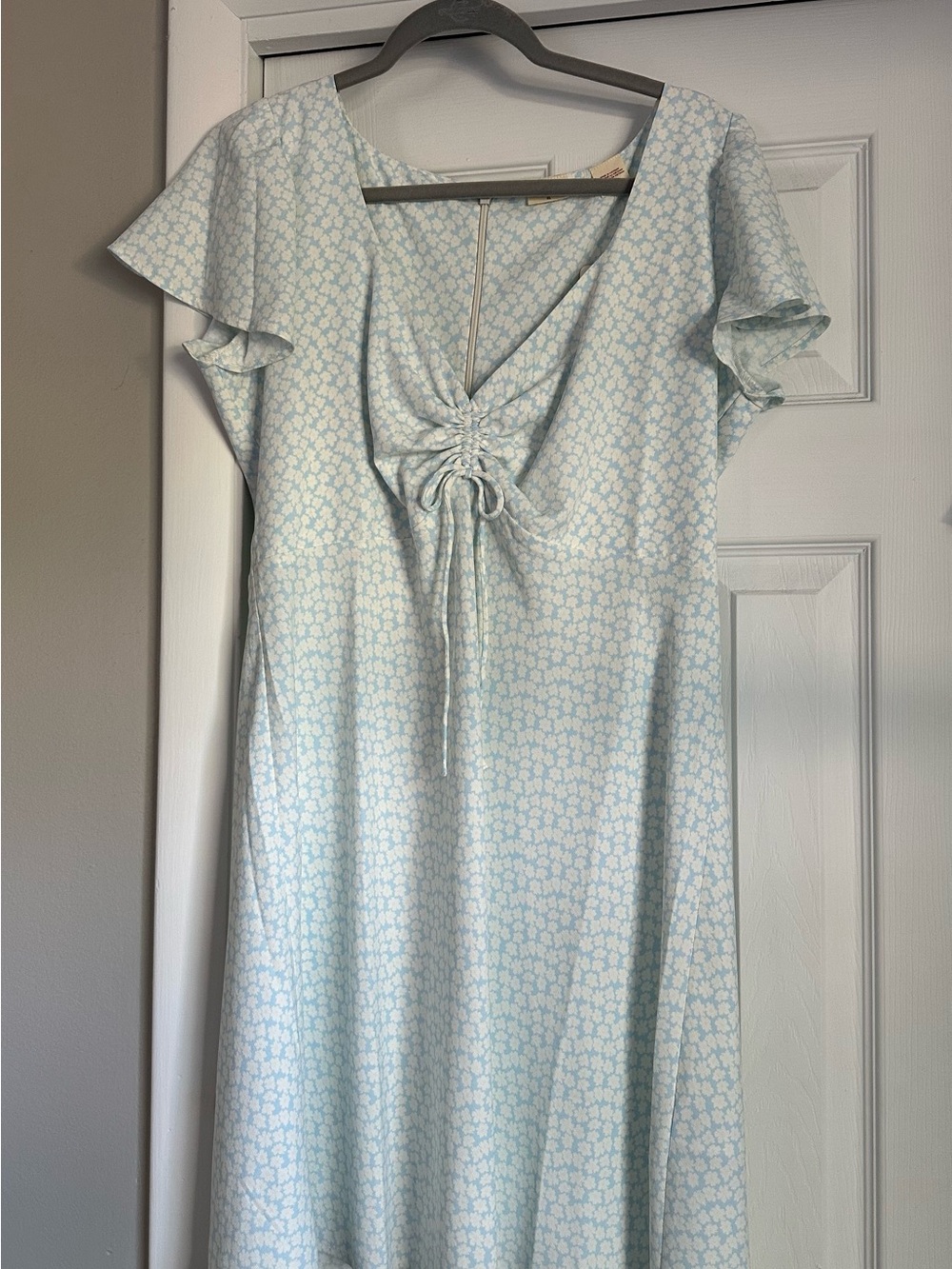 Levi's Light Blue Floral Midi Dress with Tie-Front